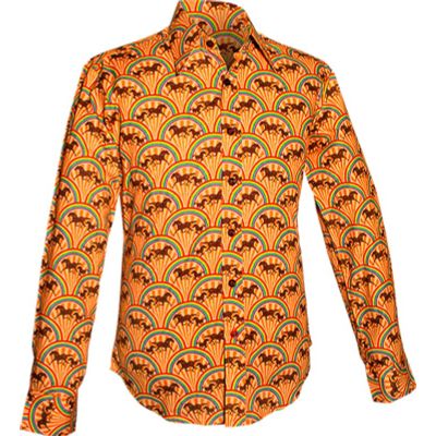 Chenaski | Overhemd Seventies Rainbows & Horses creme met regenboog 
