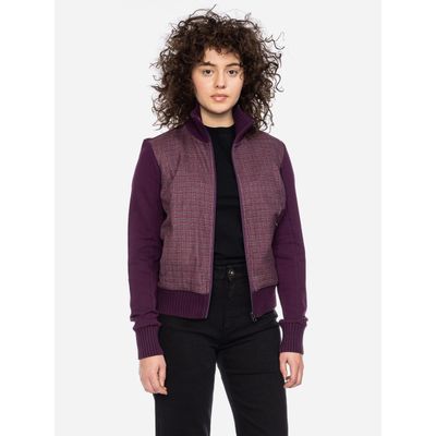 Foto van ATO Berlin | Retro sportvest Tania met paars blauw fijn geruit, biokatoen