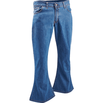 Chenaski | Denim retro broek classic blue, wijde pijp normale lengte