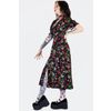 Afbeelding van Jawbreaker | Jaren 80 Skull Flower midi jurk met pofmouwen