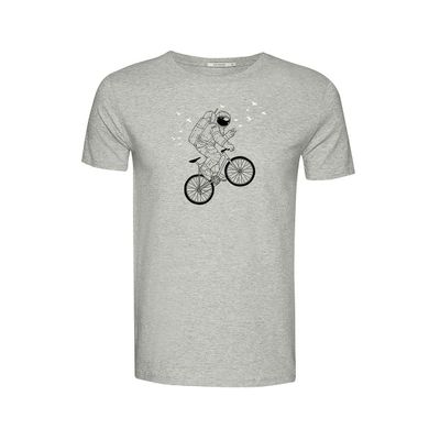 Foto van Green Bomb | T-shirt Bike astronaut print, heather grijs bio katoen