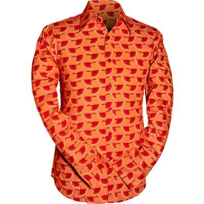 Chenaski | Retro 70's overhemd, Zwaantjes, oranje rood
