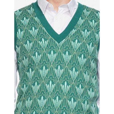 Foto van ATO Berlin | biokatoen spencer Falk, lichtgroen retro jacquard print