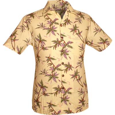 Foto van Chenaski | Overhemd korte mouw, Palms creme, bruin lilac