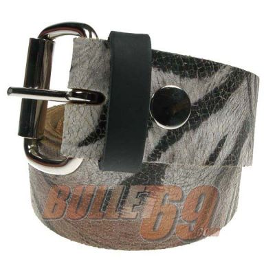 Bullet69 | Bruin leren riem 38mm met Craquelé zebra print