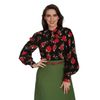 Afbeelding van Banned | Pomegranate retro blouse met pof mouwen 