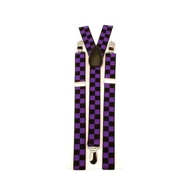 Foto van Zacharia | Bretels met checkered print paars zwart, 3 clips