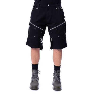 Foto van Heartless | Punk korte broek Vladis zwart met ritsen, straps en studs