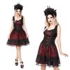 Afbeelding van Sinister | Gothic Lolita mini-jurk Rosie, zwart kant met rood satijn