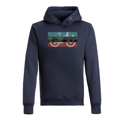 Green Bomb | Hoodie bike mountain star, blauw bio katoen