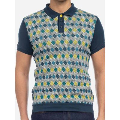 Foto van ATO Berlin | Polo Enzio bio katoen, grijs multi jacquard patroon