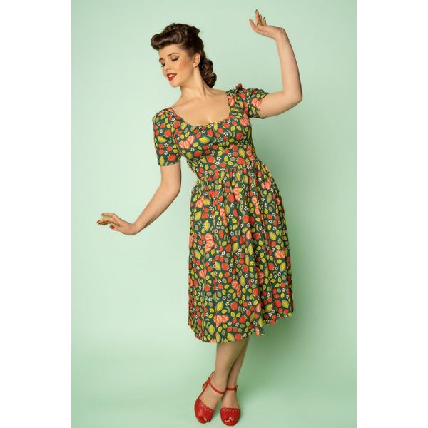 Collectif | Swing jurk Giada Strawberry met korte mouw
