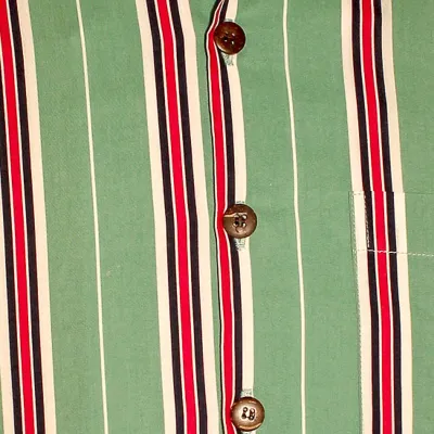 Foto van Chenaski | Overhemd korte mouw, Stripes, creme mint zwart rood