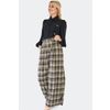 Afbeelding van Voodoo Vixen | Groen geruite pantalon met wijde pijpen, hoge taille en afneembare bretels