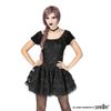 Afbeelding van Sinister | Minirok Lolita, met zwarte kanten laagjes met strikjes en roosjes