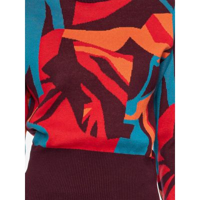 Foto van ATO Berlin | Trui Sindri rood met multi kleurig retro patroon