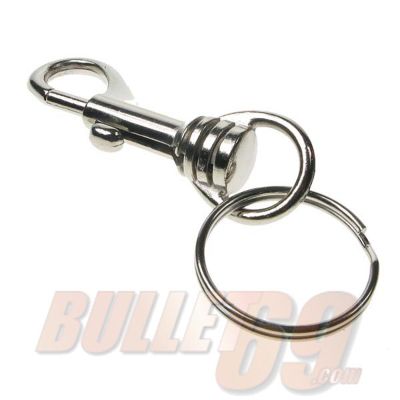 Foto van Bullet69 | Metalen Clip Sleutelhanger, zilverkleurig met ring