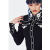 Afbeelding van Jawbreaker | Dames Western overhemd met wit bloem borduursel en piping details