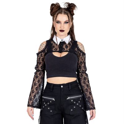 Foto van Heartless | Gothic bolero Lilith met wijde kanten mouwen en wit kraagje