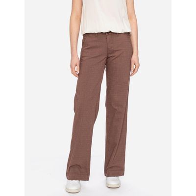 Foto van ATO Berlin | Pantalon Lilia, bruin met beige gemêleerde structuur