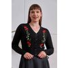 Afbeelding van Banned | Cardigan Nara zwart met nostalgische bloemen borduursels