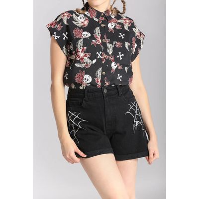 Foto van Hell Bunny | Korte broek Arania met spinnenweb borduursels