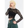Afbeelding van Jawbreaker | Zwarte fishnet rozenkant top met lange mouwen
