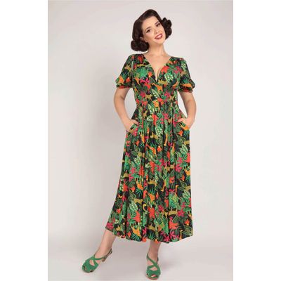 Foto van Collectif | Maxi jurk Juliette met jungle bloemen en dieren