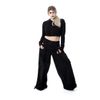 Afbeelding van Vixxsin | Goth punk skaterbroek Mariposa, zwart met corsetdetails en kanten vleugels op de achter