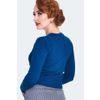 Afbeelding van Voodoo Vixen | Blauwe cardigan Woodland met vogel, paddenstoelen en herfst-borduursels