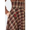 Afbeelding van Voodoo Vixen | Bruin geruite jaren '70 Western rok met rozenborduursel hoge taille en schouderbanden