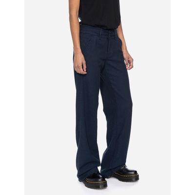 Foto van ATO Berlin | Pantalon Lilia, met blauw visgraat patroon, biokatoen