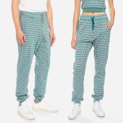 Foto van ATO Berlin | Sport relax broek Fips, met groen lila retro patroon