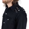 Afbeelding van Poizen Industries | Goth overhemd Conan met ringetjes, klepzakken en ruime mouwen
