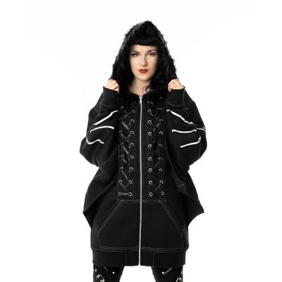 Foto van Heartless | Stoer vest Anatomy Bat, capuchon, vleermuis-mouwen en skeletprint