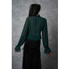 Afbeelding van Banned | Romantische blouse Moonlit, groen met ruche-mouwen en halsstrik