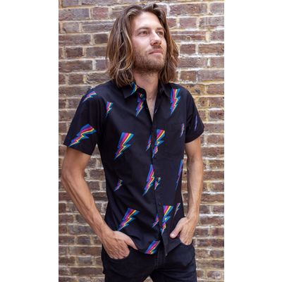 Foto van Run & Fly | Overhemd korte mouw retro Rainbow Thunderbolt