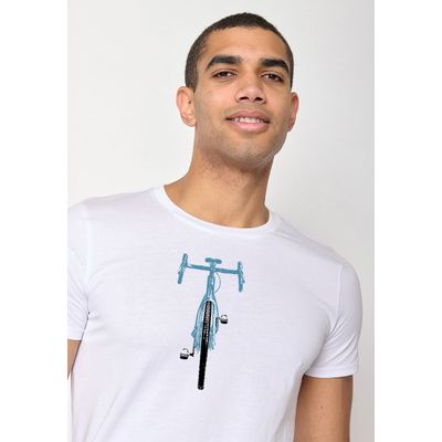 Foto van Green Bomb | T-shirt Bike front stamp, wit bio katoen