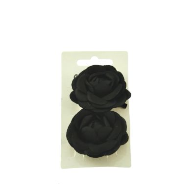 Zacharia | Paar, zwarte roosjes op haarclips 