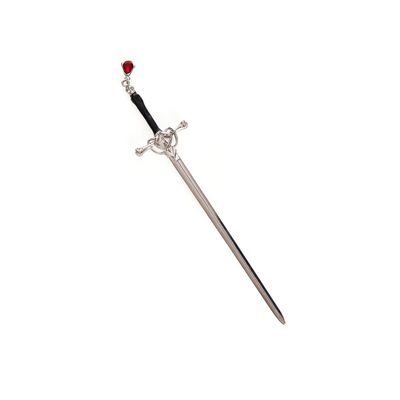 Foto van Banned | Haarstick zilveren dolk met rode diamant