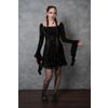 Afbeelding van Banned | Gothic mini-jurk Sanctum, zwart fluweel met korset details en trompet-mouwen