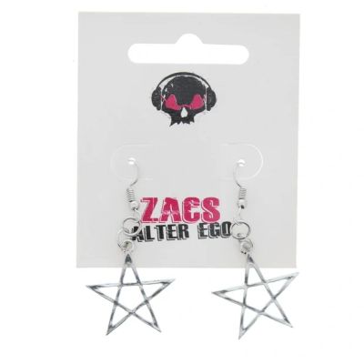 Foto van Zacharia | Goth oorbellen met pentagram hangertjes 2,6 cm