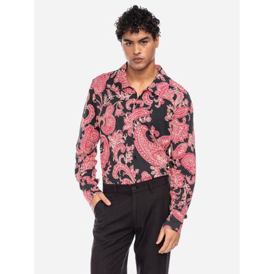 ATO Berlin | Soepel overhemd Juan, met sierlijk rood paisley patroon