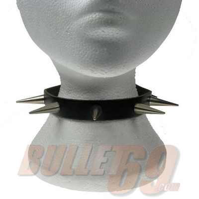Bullet69 | Choker zwart leer met 3 cm metalen cone studs