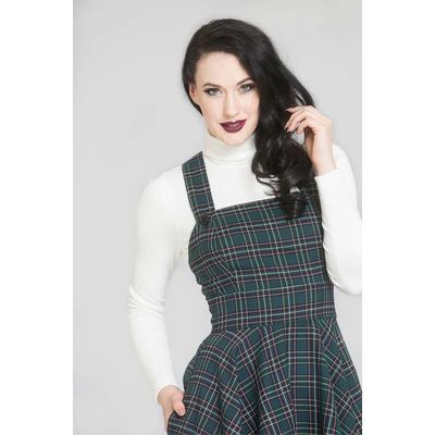 Foto van Hell Bunny | Jurk Peebles Pinafore van groene tartan