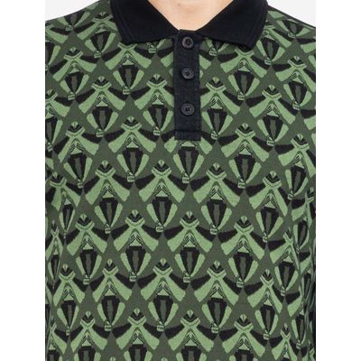 Foto van ATO Berlin | Polo Enne, lange mouw groen zwart Jacquard retro patroon