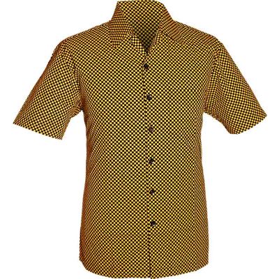 Chenaski | Overhemd korte mouw, duotone squares, yellow black