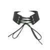 Afbeelding van Zacharia | Choker van zwart suede met korset detail met strik-veter