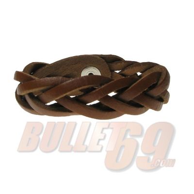 Bullet69 | Bruin gevlochten leren armband