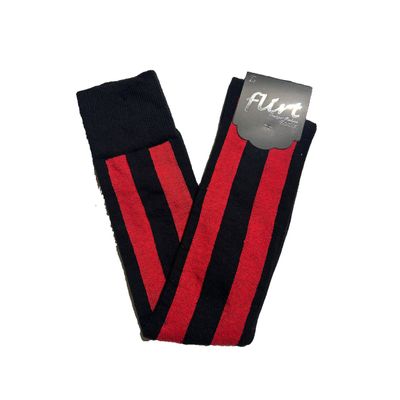 Foto van Flirt | Overknee sokken zwart rood verticale streep